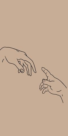 two hands reaching for each other in front of a beige background with black lines on it