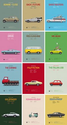 different types of cars are shown in this poster