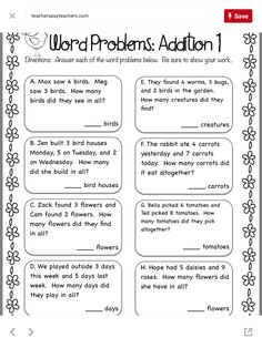 word problems worksheet for students to practice reading and writing the words in their own language