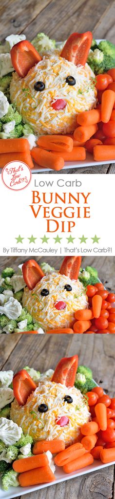 the bunny veggie tray has carrots, celery and cheese on it