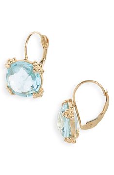 A twinkling, hand-polished stone anchored by bubbly 14-karat-gold accents adds sparkle to just about any look. 3/4" drop Lever-back closure 14k gold/blue topaz Made in Canada Elegant Blue Topaz Earrings With Prong Setting, Elegant Round Topaz Earrings, Elegant Earrings With Blue Topaz And Gemstone Accents, Formal Topaz Earrings With Gemstone Accents, Elegant Blue Topaz Earrings With Gemstone Accents, Yellow Gold Earrings With Blue Topaz And Gemstone Accents, Formal Round Topaz Earrings, Elegant Gold Earrings With Blue Topaz, Elegant Gold Jewelry With Blue Topaz