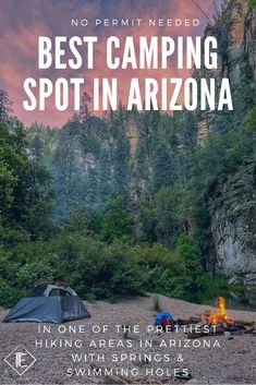 a tent with the words best camping spot in arizona on it and an image of a camp