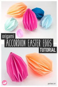 origami accordion easter eggs with text overlay