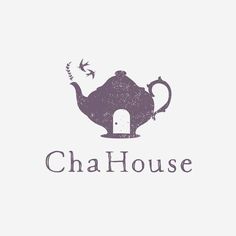 the logo for a tea house with a teapot and bird on it's side