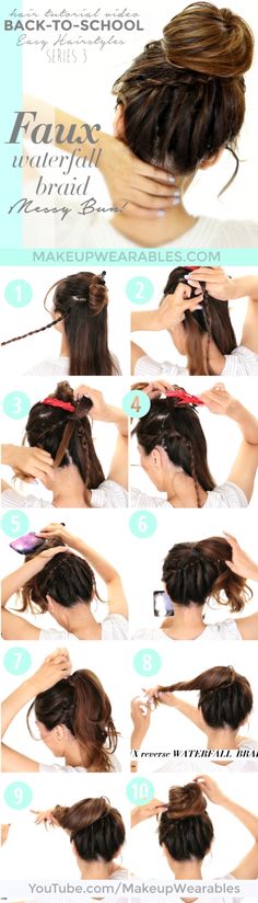 3 Totally Easy Back-to-School #Hairstyles | Cute #Hair Tutorial | #style #styles #fashion #braids #braided #braid #bts #backtoschool #easyhairstyles #updos #updo #longhair #messybun Updos Hair, Lazy Girl Hairstyles, Back To School Hairstyles, Easy Hair, Hair Long, Hairstyles For School