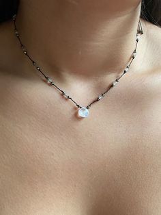 Choker Necklace Layered, Practical Magic Necklace, Dainty Crystal Necklace, Silver Crystal Jewelry, Witchy Jewelry Necklaces, Layered Necklaces Aesthetic, Necklaces With Stones, Moonstone Choker, Mixed Stone Necklace