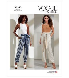 two women's pants and one woman's top are featured in the pattern