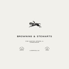 the logo for browning & stewart's fine hunting apparel is shown in black and white