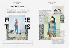 an article in the magazine features photos of women wearing swimsuits and headbands