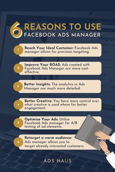 the 6 reason to use facebook ads manager for your business infographical ad campaign