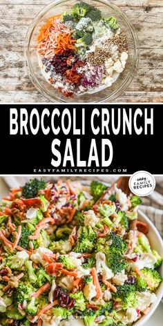 If you love Whole Foods’ Broccoli Crunch Salad, this recipe is for you! Make wholesome and healthy Broccoli Crunch Salad at home with this easy recipe. With broccoli, cauliflower, carrots, red onion, sunflower seeds, cranberries, and crisp smoky bacon, the variety of flavors and textures will have you coming back for more! The creamy dressing is tangy and a little sweet, just perfect in this broccoli salad.