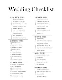 the wedding checklist is shown in black and white