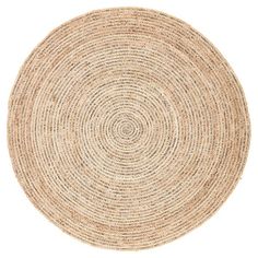 a round rug made out of jute on a white background with an oval pattern