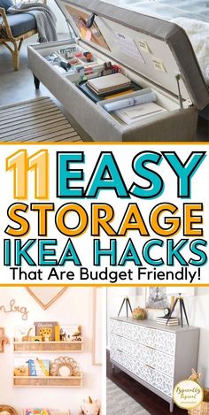 an easy storage idea for ikea hacks that are budget friendly and great for small spaces