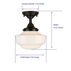 an image of a ceiling light with measurements