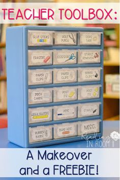 a teacher toolbox is shown with the words, a makeover and a freebie