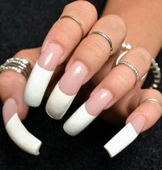 Long Curved Nails, Long French Tip Nails, Fluent French, Long French Nails, Long Toenails, Diva Nails, French Acrylic Nails