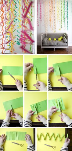 the steps to make a paper streamer with scissors