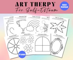 Boosting kids' self-esteem is crucial for their overall well-being and development. Art therapy exercises for self-esteem, as found in a complete art therapy workbook, offer a holistic approach to addressing various components of self-esteem, such as self-compassion, gratitude, identifying strengths, setting goals, and practicing self-love. These activities engage children in reflective and creative processes, helping them explore and express their emotions and perceptions positively.  Through t Self Confidence Worksheets, Theraputic Arts And Crafts For Teens, Art Therapy Mask Activity, Self Care Group Activities Art Therapy, Self Esteem Group Therapy, Group Art Therapy Activities Self Esteem, Identifying Strengths, School Counselor Resources, Self Esteem Activities