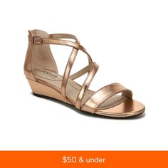 in stock Low Heel Wedges, Low Wedges, Strappy Dresses, Copper Metal, Dress Sandals, Strappy Sandals, Shoe Shop, Wedge Heels, Wedge Sandals