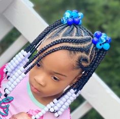 Braided Ponytail With Beads, Braided Hairstyles With Beads, Girly Hairstyle, Kids Braids With Beads, Hairstyles With Beads, Kids Cornrow Hairstyles, Kid Braids, Cutest Hairstyles, Daughter Hairstyles