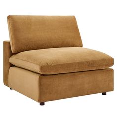 a brown chair with a footstool on it's back and seat cushion