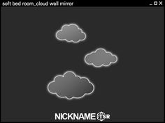 some white clouds on a black background with the words, soft bed room cloud wall mirror