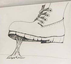 a drawing of a shoe sitting on top of a mushroom