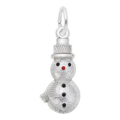 The magic of winter shines in this delightful snowman from Rembrandt Charms®. Fashioned in sterling silver, this textured design features a smiling snowman with a detailed top hat and scarf. Black enamel dots mark his eyes and buttons while a red enamel nose adds a hint of color. Buffed to a brilliant luster, this charm brings wintry wonder to any Rembrandt chain, sold separately. Jewelry Questions, Xmas Gifts For Her, Jewelry Education, Jewelry Advice, Christmas Charms, Button Crafts, Unique Pendant, Rembrandt, Precious Jewelry