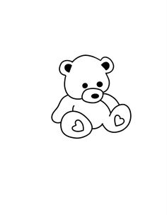 a black and white drawing of a teddy bear