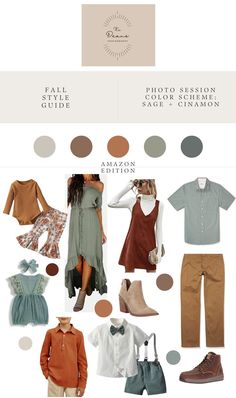 an assortment of clothing and shoes on display with the words fall fashion guide written below