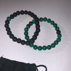 Never Used. Ordered Them & Ended Up Not Liking The Color (Didn’t Match My Wedding). They Are Black & Green Bracelets. Beads Are Great Quality. They Do Have Weight To Them. Unisex Green Jewelry With Black Beads For Gift, Green Jewelry With Black Beads As A Gift, Green Beaded Bracelets With Black Beads As A Gift, Black Adjustable Couples Bracelets, Green Bracelets With Black Beads As Gift, Black Couples Bracelet Jewelry, Green Round Bead Bracelets For Wedding, Green Round Beads Bracelets For Wedding, Green Round Beaded Wedding Bracelets