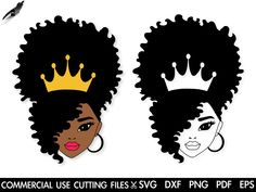 two black women with afros and crowns on their heads, one is cut out from paper