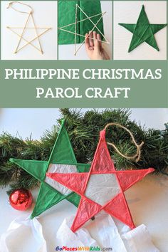 an origami christmas star with the words philippines christmas carol craft on it and other pictures