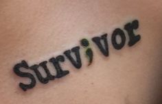 the word survivor written in black ink on a woman's back side ribcage