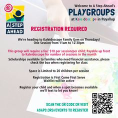 a flyer for a children's playgroups event with the text registration required