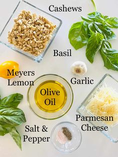 ingredients to make basil lemon olive oil