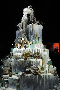 there is a christmas tree made out of ice