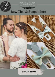 Premium Bow Ties & Suspenders -- PERFECT for Ring Bearer Outfit, Sage Green Groomsmen Outfit, Eucalyptus Wedding, Rustic Wedding! Ring Bearer Outfit Sage Green, Sage Green Groomsmen, Green Groomsmen, Fall Country Wedding, Groomsmen Outfit