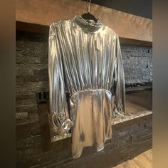 Zara Size Medium Brand New Shiny Metallic Dress. Nwt! Statement Piece For Sure. Metallic Mini Dress For Fall, Metallic Long Sleeve Mini Dress For Fall, Metallic Long Sleeve Mini Dress For Cocktail, Metallic Long Sleeve Mini Dress For Date Night, Metallic Mini Dress For Cocktail In Fall, Metallic Mini Dress For Fall Cocktail, Chic Long Sleeve Metallic Mini Dress, Fall Metallic Mini Dress For Cocktail, Spring Metallic Long Sleeve Mini Dress