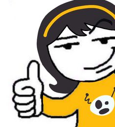 a drawing of a woman giving the thumbs up sign with an emoticive expression