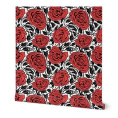 red roses on black and white background canvas wall art print