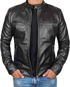 Fitted Biker Jacket, Cafe Racer Leather Jacket, Black Leather Jacket Men, Cafe Racer Jacket, Lambskin Jacket, Motorcycle Jacket Mens, Black Leather Biker Jacket, Lambskin Leather Jacket, Men's Leather Jacket