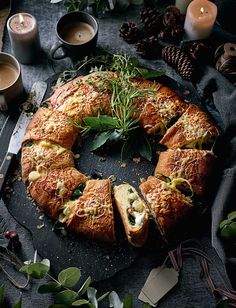 the cover of magazine is decorated with bread and herbs