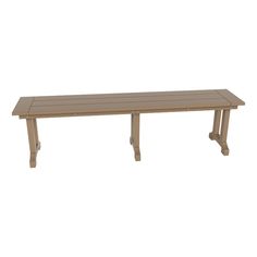 a wooden bench sitting on top of a white background