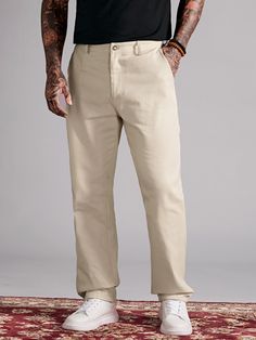 Light Beige Pants Outfit Men, Men’s Straight Leg Pants, Men’s Casual Pants, Mens Straight Leg Pants, Beige Trousers Outfit Men, Grey Trousers Outfit Men, Straight Leg Pants Men, Mens Colored Pants, Beige Jeans Outfit