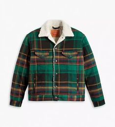 #ad Premium Quality Levi's Men's Plaid Vintage Relaxed Fit Trucker Jacket Evergreen A50150000, Fashion Mens Jackets Mens Plaid, Look Vintage, Trucker Jacket, Levis 501, Levis Men, Vintage Levis, Levis Jeans, Vintage Look, Vest Jacket