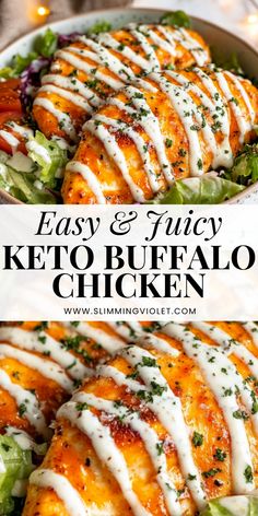 easy and fancy keto buffalo chicken with ranch dressing