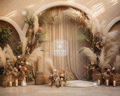 an image of a wedding set up with flowers and pamolite on the floor