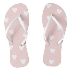 Blush Pink with White Hearts Flip Flops - valentines day gifts love couple diy personalize for her for him girlfriend boyfriend Hot Pink Background, Pattern Flip Flops, Pink Flip Flops, Valentines Day Couple, Love Girlfriend, Hearts Pattern, Bridemaids Gifts, Summer Flip Flops, Girly Style